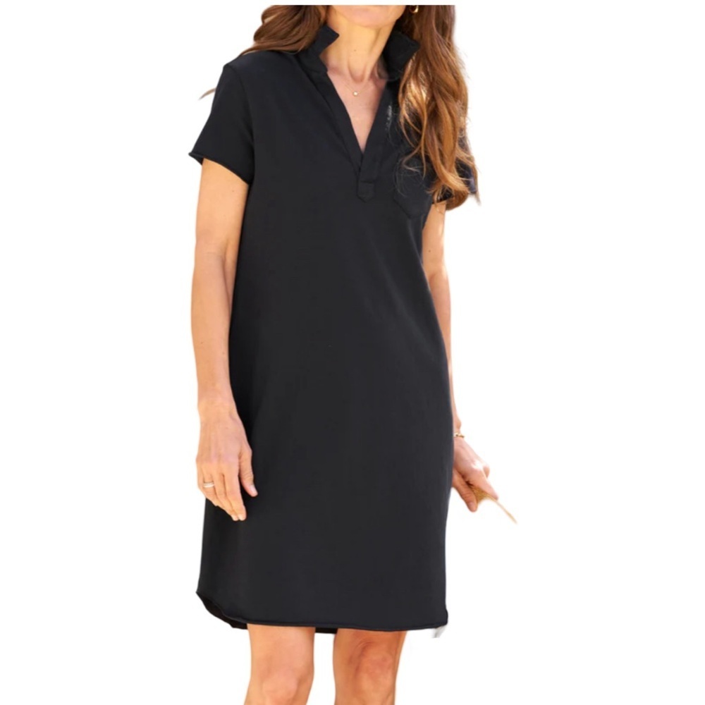 Frank & Eileen Black Short Sleeve Polo Mini Dress